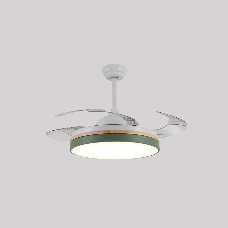 43 "W rund Esszimmer Hanging Lüfterleuchte Acryl-LED Nordic Semi Flush Lampe mit 3-Blatt und Fernbedienung