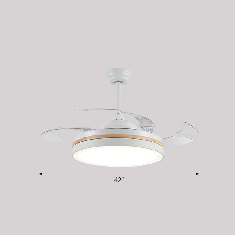 43 "W rund Esszimmer Hanging Lüfterleuchte Acryl-LED Nordic Semi Flush Lampe mit 3-Blatt und Fernbedienung