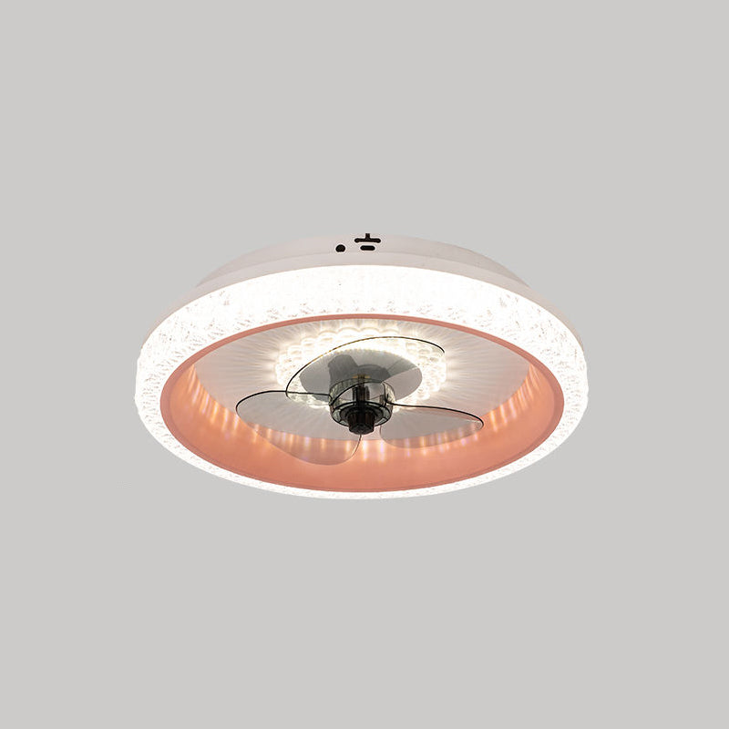 19,5 "breit runde LED-Semi-Flush-Leicht-Makryl-Esszimmer 3-Blatt Deckenventilator, Fernbedienung