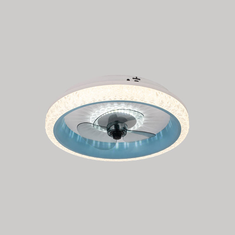 19,5 "breit runde LED-Semi-Flush-Leicht-Makryl-Esszimmer 3-Blatt Deckenventilator, Fernbedienung
