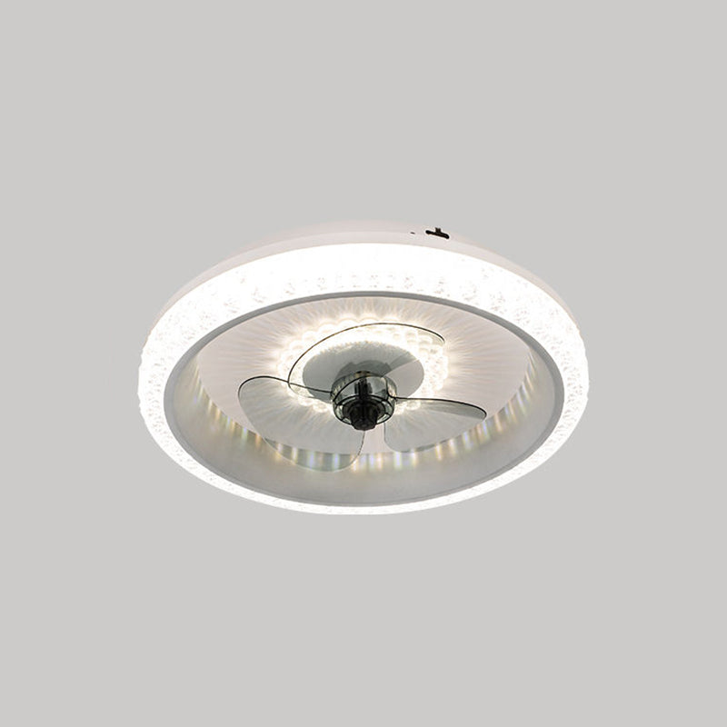 19,5 "breit runde LED-Semi-Flush-Leicht-Makryl-Esszimmer 3-Blatt Deckenventilator, Fernbedienung