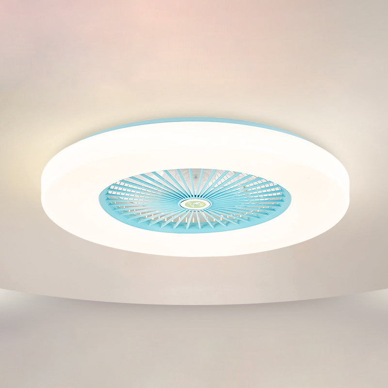 21 "breite runde Acryl Deckenlüfter Leuchten Leuchten Makkaron -LED -Halbblüten mit Fernbedienung und 5 Klingen