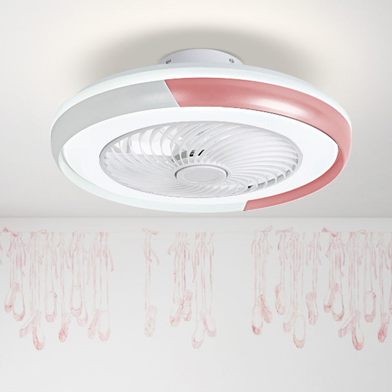 19,5 "breite Macaron Runde 5 Klingen Deckenventilator Lampe Acryl Kinder Schlafzimmer LED Semi Flush Light, Fernbedienung