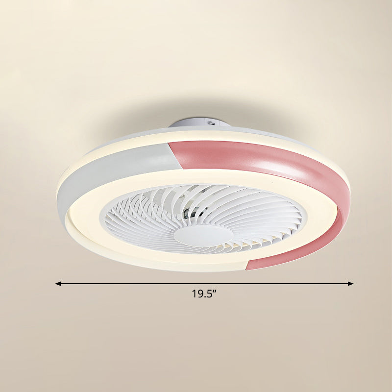 19,5 "breite Macaron Runde 5 Klingen Deckenventilator Lampe Acryl Kinder Schlafzimmer LED Semi Flush Light, Fernbedienung
