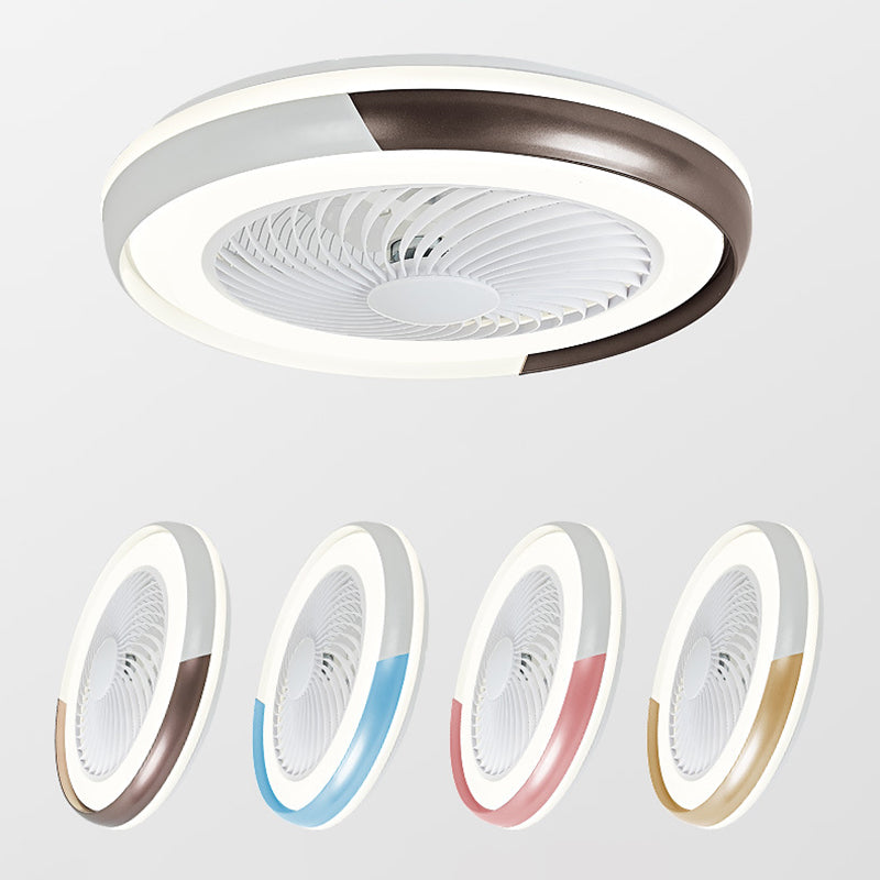 19,5 "breite Macaron Runde 5 Klingen Deckenventilator Lampe Acryl Kinder Schlafzimmer LED Semi Flush Light, Fernbedienung