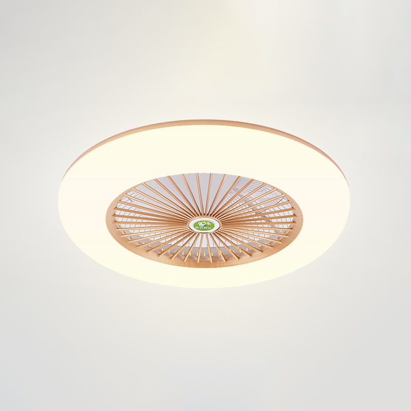 5 Klingen runde Schlafzimmer Deckenventilator Leuchtmetall Nordic LED Semi Flush Mount Lampe mit Fernbedienung, 19,5 "breit