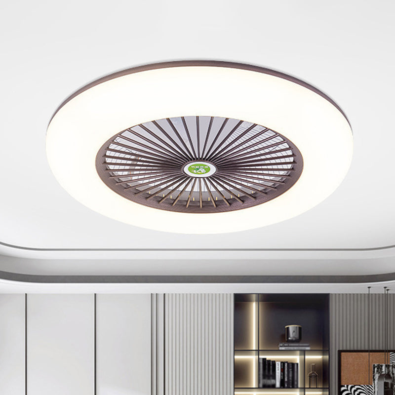 5 Klingen runde Schlafzimmer Deckenventilator Leuchtmetall Nordic LED Semi Flush Mount Lampe mit Fernbedienung, 19,5 "breit