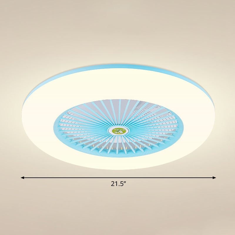 5 Klingen runde Schlafzimmer Deckenventilator Leuchtmetall Nordic LED Semi Flush Mount Lampe mit Fernbedienung, 19,5 "breit