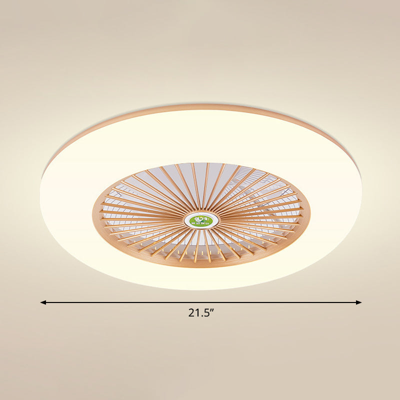 5 Klingen runde Schlafzimmer Deckenventilator Leuchtmetall Nordic LED Semi Flush Mount Lampe mit Fernbedienung, 19,5 "breit