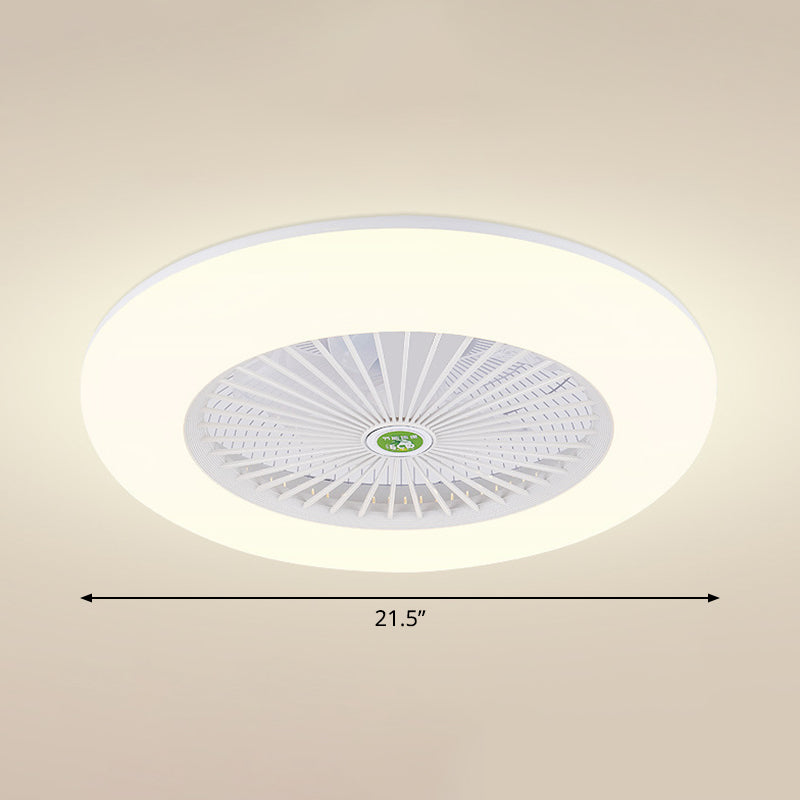 5 Klingen runde Schlafzimmer Deckenventilator Leuchtmetall Nordic LED Semi Flush Mount Lampe mit Fernbedienung, 19,5 "breit