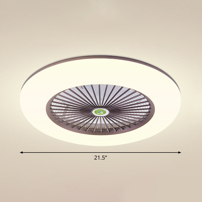 5 Klingen runde Schlafzimmer Deckenventilator Leuchtmetall Nordic LED Semi Flush Mount Lampe mit Fernbedienung, 19,5 "breit
