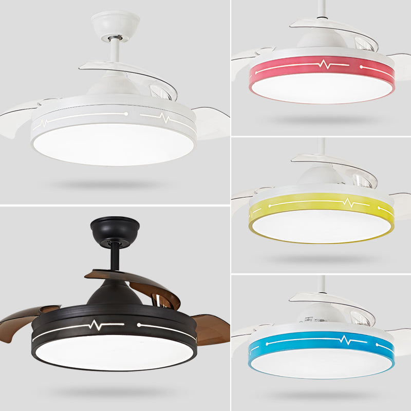 Fernbedienung Runde 3-Blatt-Anhänger-Lüfterlampe Nordic Metall Esszimmer LED SEMI BUSH MOUNT-Deckenleuchte