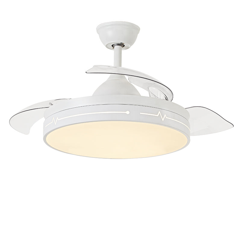 Fernbedienung Runde 3-Blatt-Anhänger-Lüfterlampe Nordic Metall Esszimmer LED SEMI BUSH MOUNT-Deckenleuchte