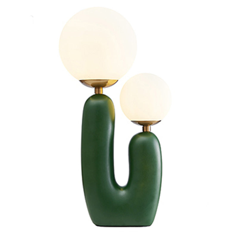 Cactus comodino tavolo luce resina 2 lampadina in stile nordico lampada da notte con sfera di vetro in vetro