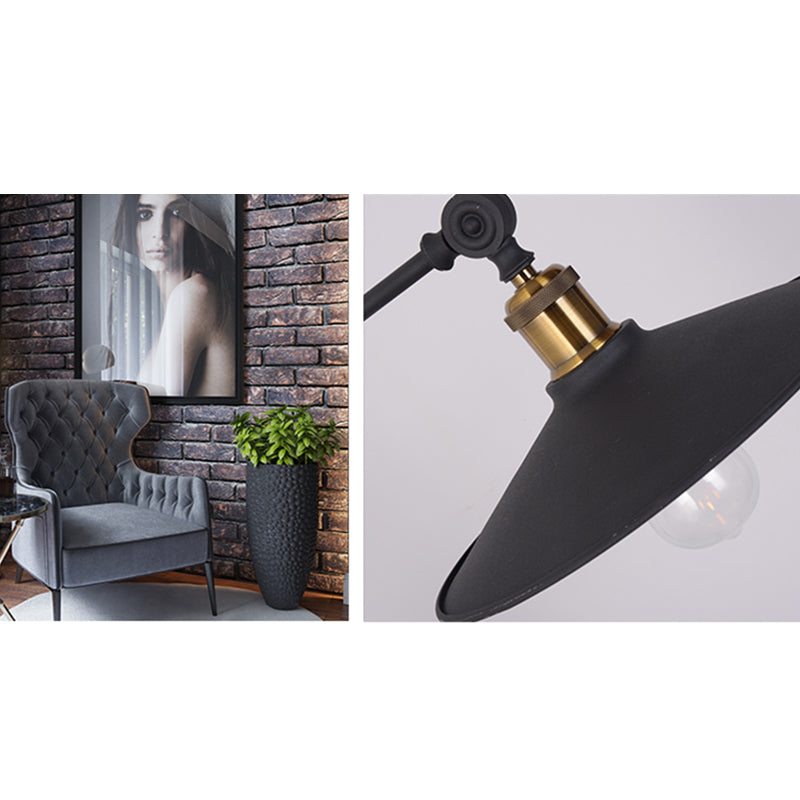 Lampada da lettura a larga lettura a larga luce industriale Matte Black Metal Light con braccio di equilibrio