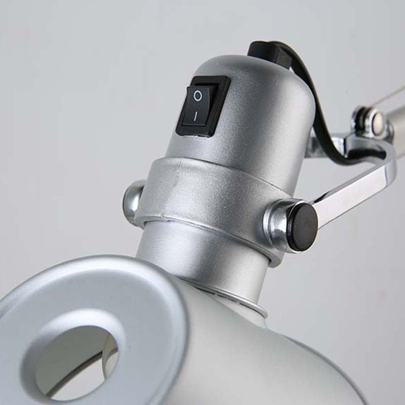 Industriële telescopische tafellamp 1-licht metalen leesboeklicht met taps toelopende tint in zilver