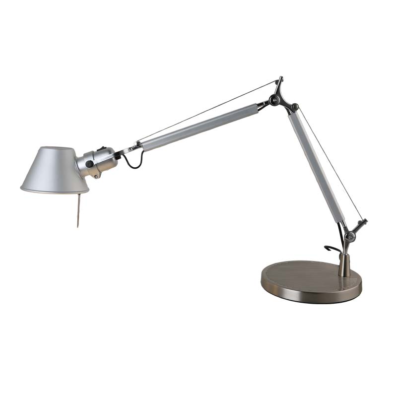 Industriële telescopische tafellamp 1-licht metalen leesboeklicht met taps toelopende tint in zilver