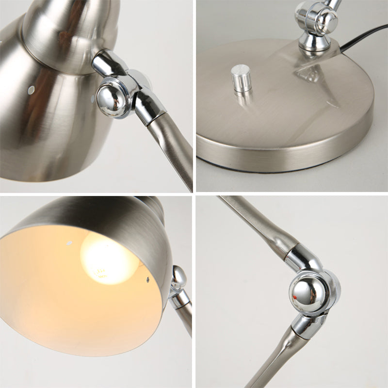 Lampe de table en forme de cloche de fer industrielle une seule étude de bureau avec bras oscillant
