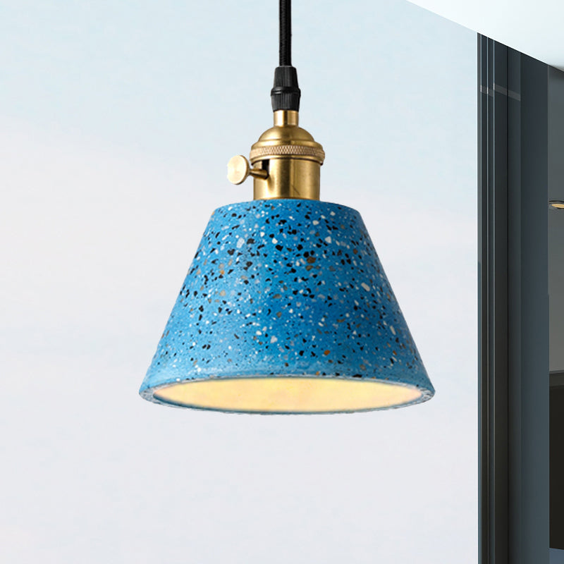 1 iluminación colgante de luz con tono de hormigón de cono en estilo nórdico negro/azul/verde colgante