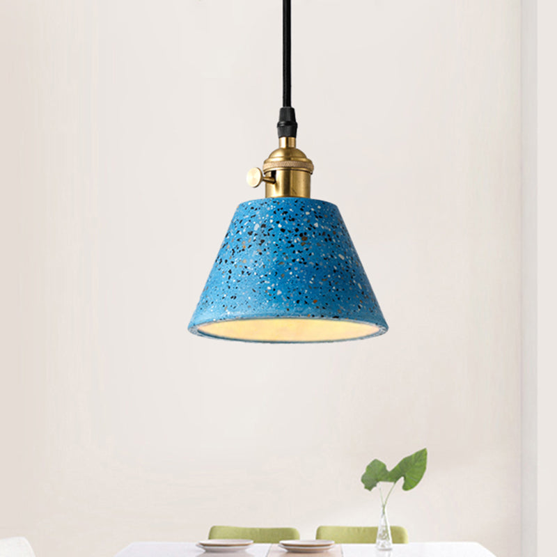 1 iluminación colgante de luz con tono de hormigón de cono en estilo nórdico negro/azul/verde colgante