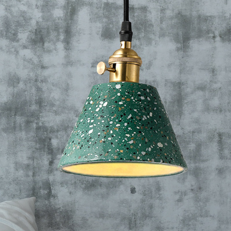 1 iluminación colgante de luz con tono de hormigón de cono en estilo nórdico negro/azul/verde colgante