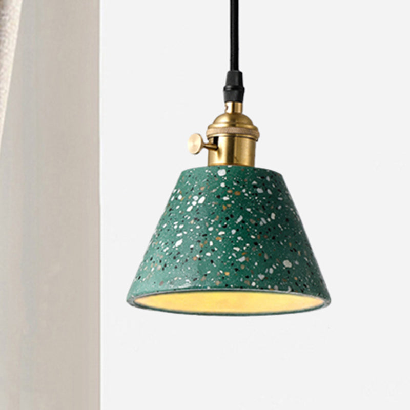 1 iluminación colgante de luz con tono de hormigón de cono en estilo nórdico negro/azul/verde colgante