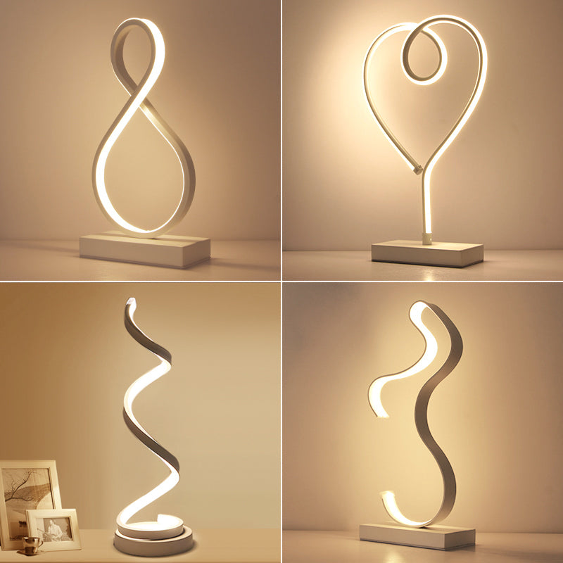 Aluminum Line Art Night Lighting Minimalism LED Accent Table Light for Living Room