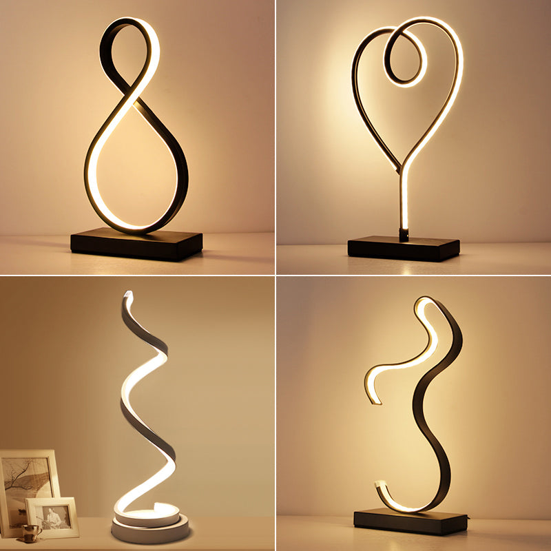 Aluminum Line Art Night Lighting Minimalism LED Accent Table Light for Living Room