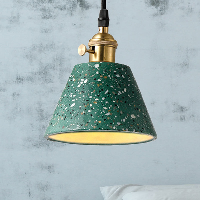 1 iluminación colgante de luz con tono de hormigón de cono en estilo nórdico negro/azul/verde colgante