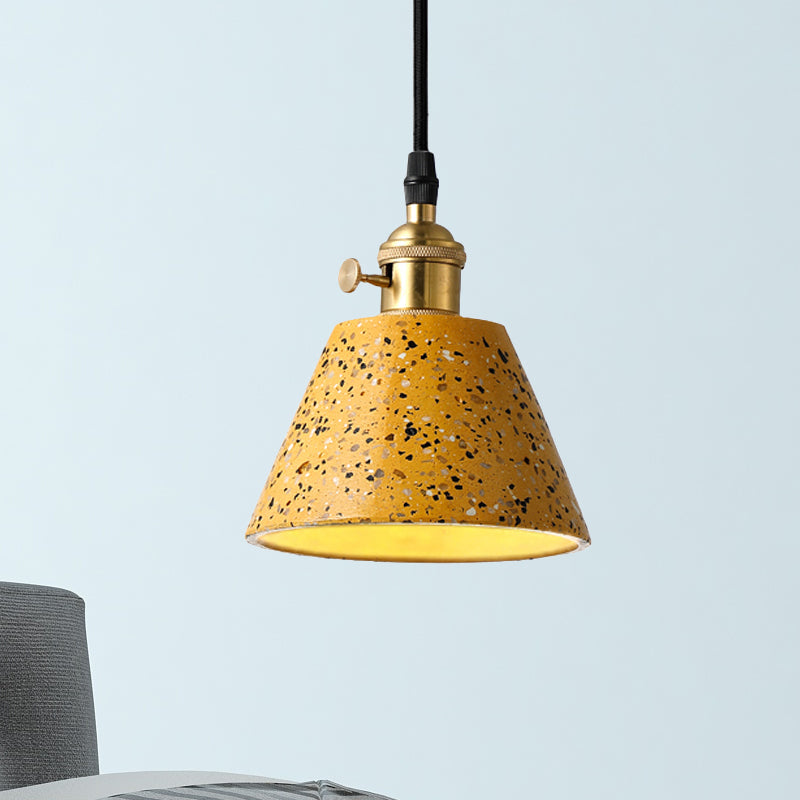 1 iluminación colgante de luz con tono de hormigón de cono en estilo nórdico negro/azul/verde colgante