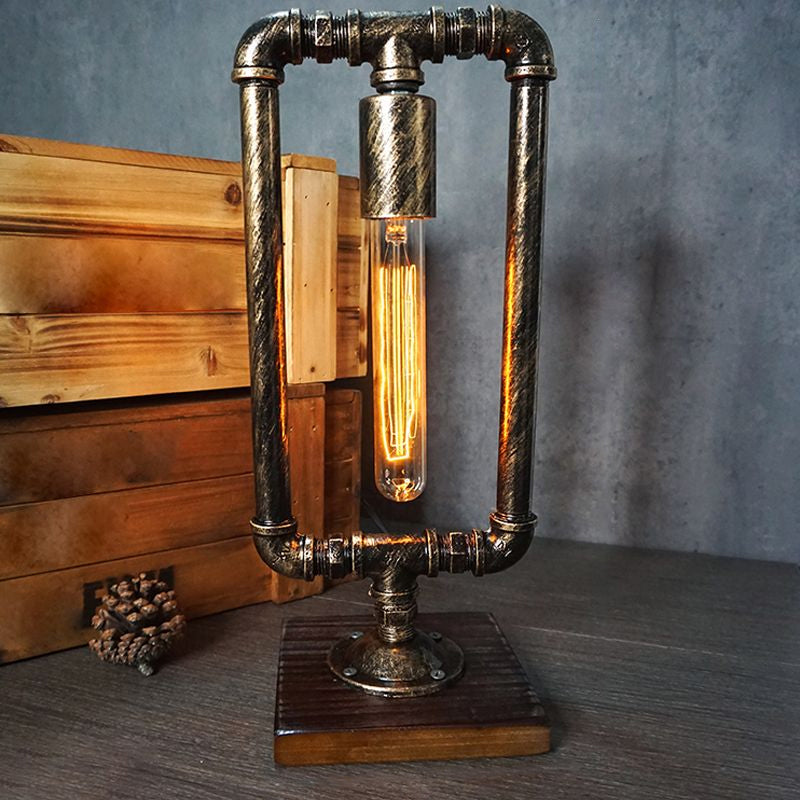 Lámpara de arte nocturno de tubería de hierro forjado Industrial 1 bombilla Luz de la habitación de la habitación de los niños en bronce