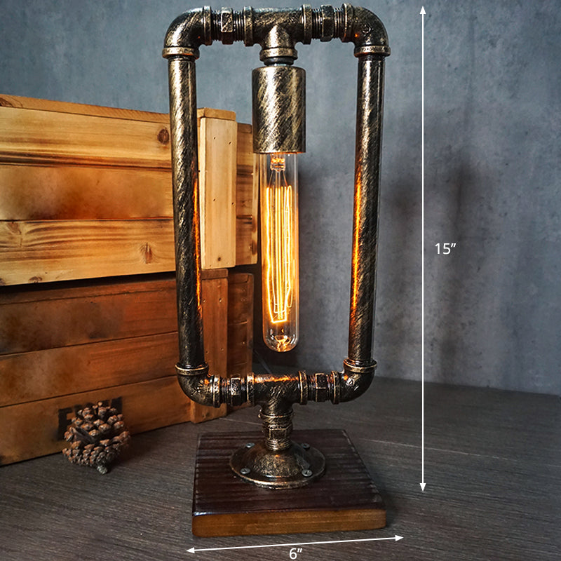 Lámpara de arte nocturno de tubería de hierro forjado Industrial 1 bombilla Luz de la habitación de la habitación de los niños en bronce