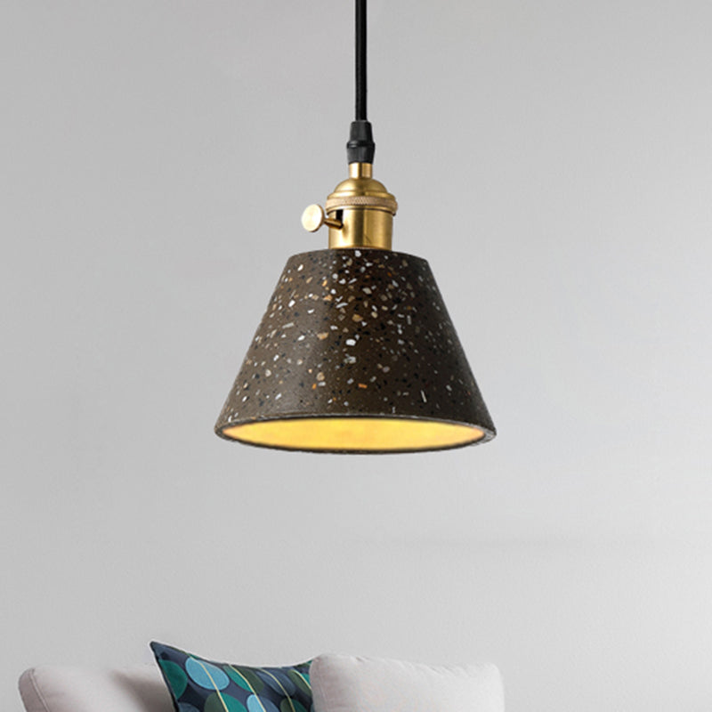 1 iluminación colgante de luz con tono de hormigón de cono en estilo nórdico negro/azul/verde colgante
