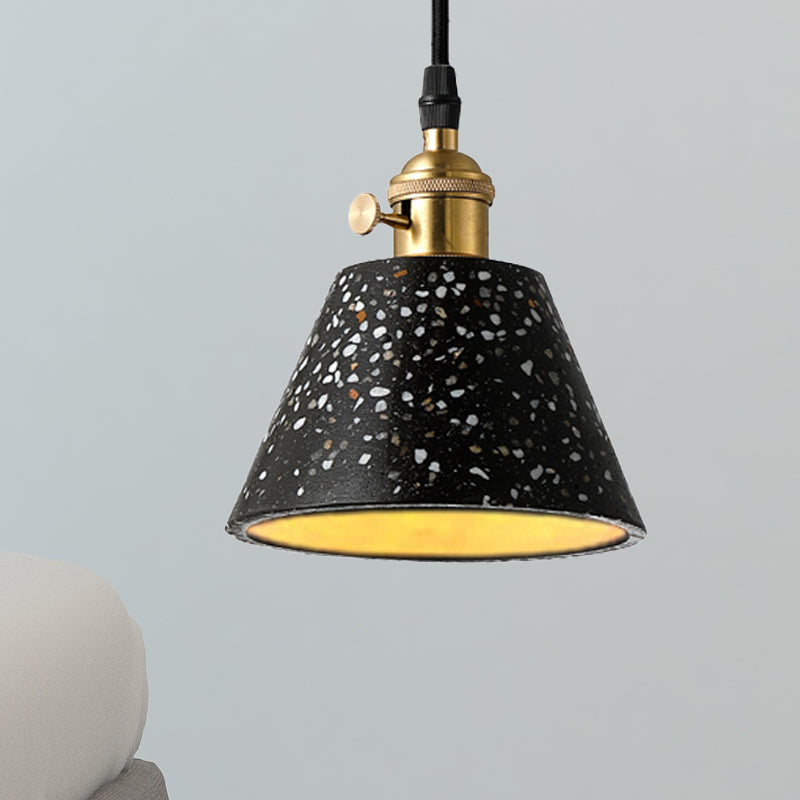 1 iluminación colgante de luz con tono de hormigón de cono en estilo nórdico negro/azul/verde colgante