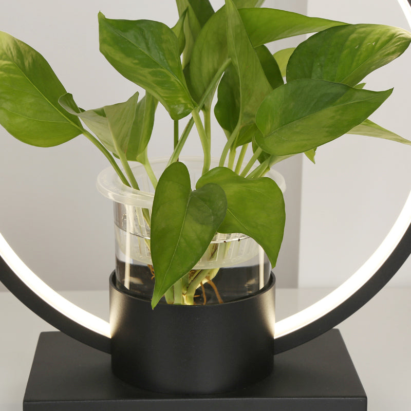 Lampada notturna a forma di anello in alluminio Luce a led decorativa con tazza di vetro trasparente