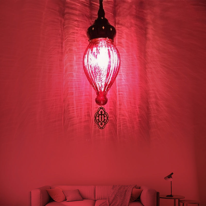 Teardrop Red/Pink/Yellow Suspension Pendant Traditional 1/4 Heads Hanging Light Kit for Living Room