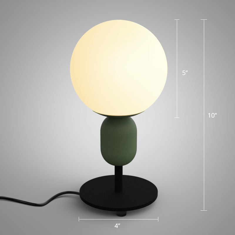 White Glass Spherical Night Lamp Macaron 1 Head Table Light for Childrens Bedroom