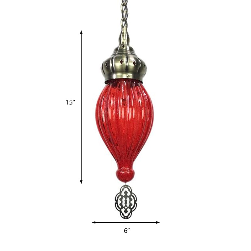 Teardrop Red/Pink/Yellow Suspension Pendant Traditional 1/4 Heads Hanging Light Kit for Living Room