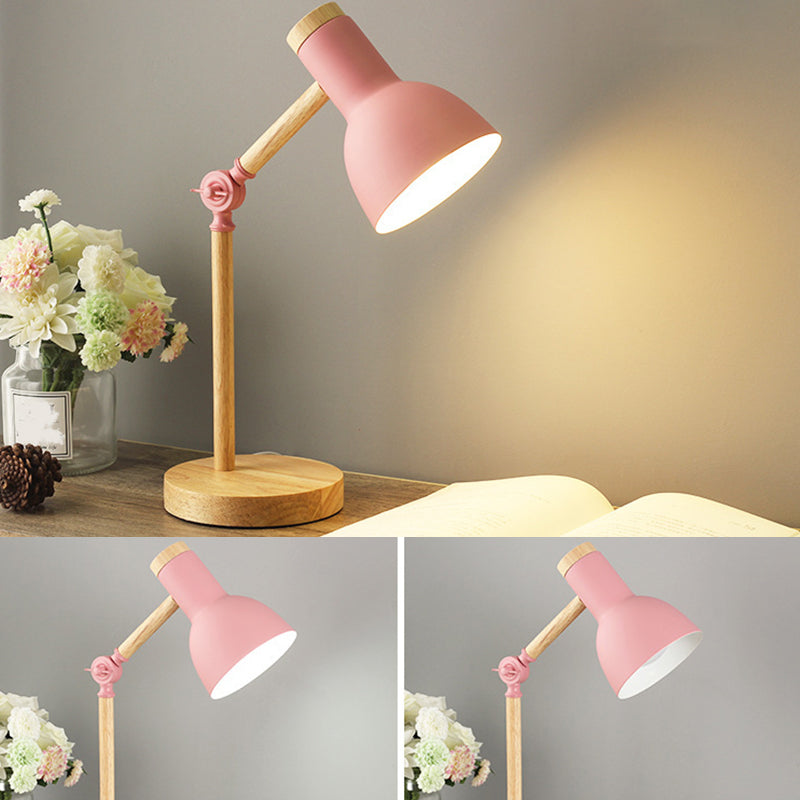 Torchlight Shade Study Light Macaron Metal 1 Head Bedroom Night Table Lamp with Adjustable Joint