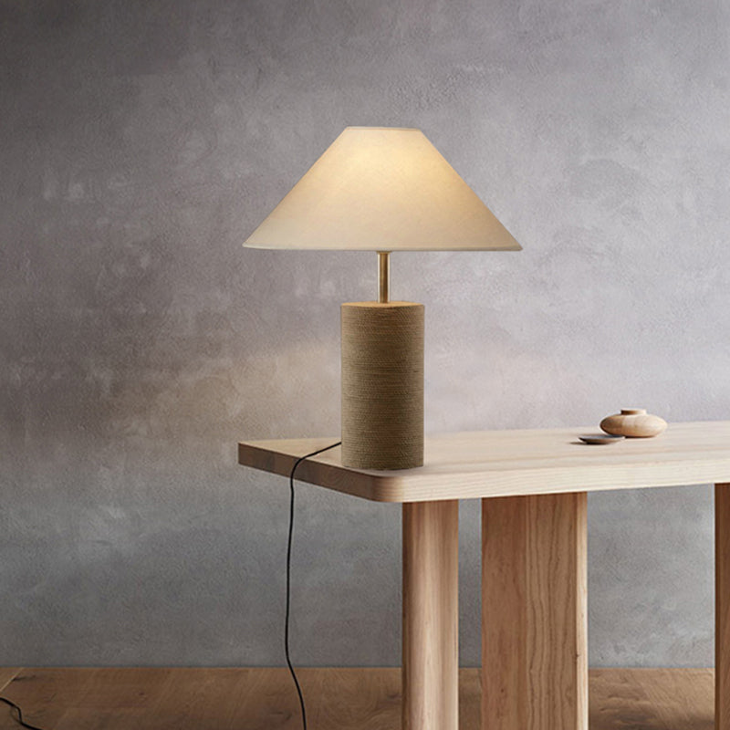 Tissu empire Shade Table Lamp Country 1-Light Bedroom Night Light avec corde piédestal en lin