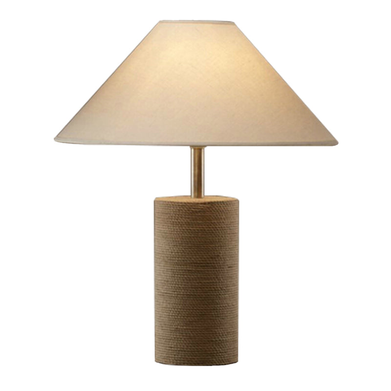 Tissu empire Shade Table Lamp Country 1-Light Bedroom Night Light avec corde piédestal en lin