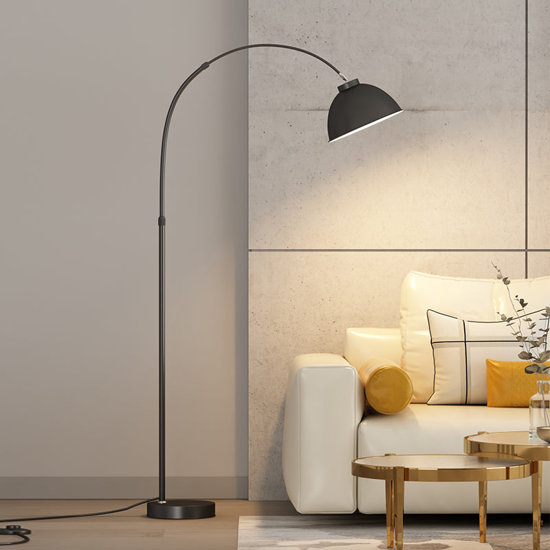 Domed Living Room Floor Lamp Metal 1 Bulb Macaron Standing Light with Adjustable Fishing Rod Arm