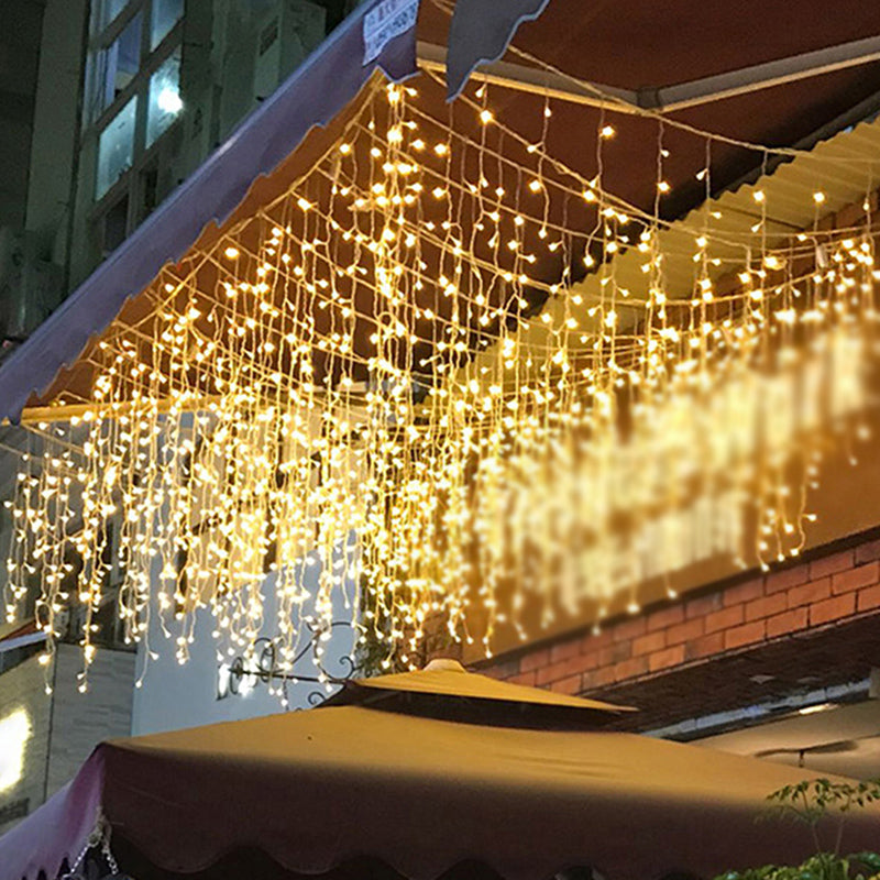 Shaded Balcony LED Fairy Lighting Decorative Curtain Solar String Light in Clear