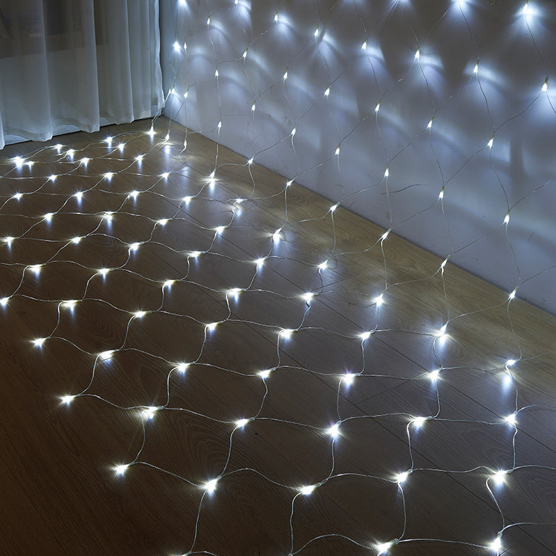 9.8ft Contemporary Fishnet Solar Powered String Light Courtyard LED Fairy Lighting in White