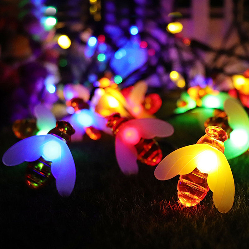 21.3ft Bee Shape Festive LED Fairy Lamp Artistic 30 Heads Orange Solar String Lighting