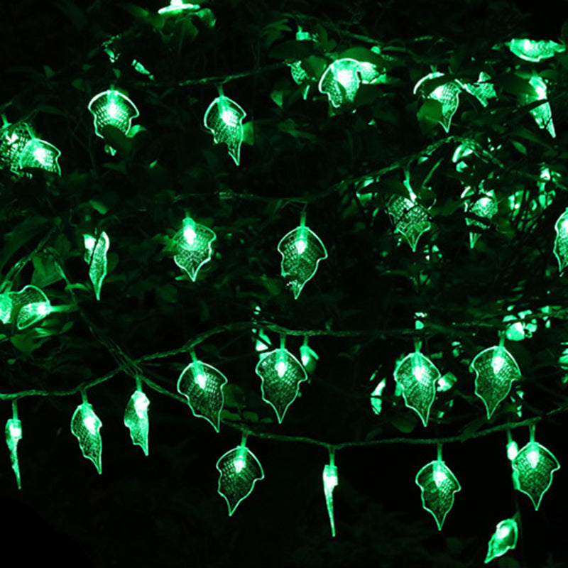 Leaf Shaped Courtyard LED Fairy Lamp 32.8ft 80 Heads Artistic Battery String Light