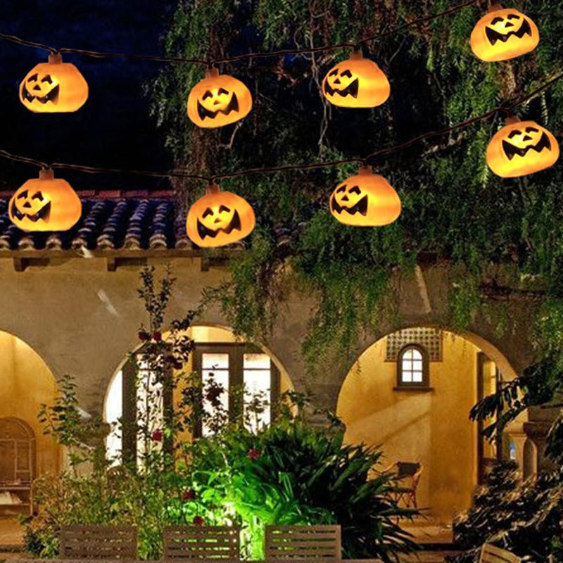 Halloween Pumpkin Waterproof Solar String Lamp Art Decor Orange LED Fairy Lighting