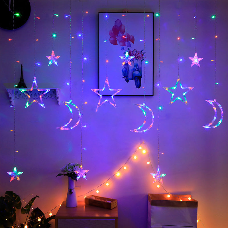 11.4ft Star and Crescent LED Fairy Light Modern Style Bedroom Battery String Lighting