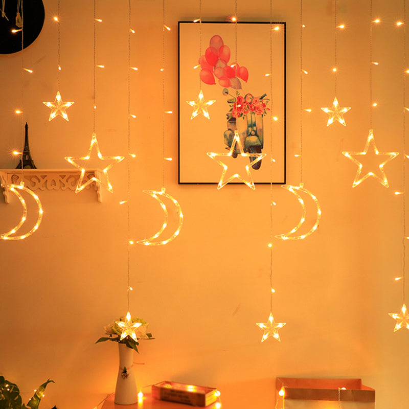 11.4ft Star and Crescent LED Fairy Light Modern Style Bedroom Battery String Lighting