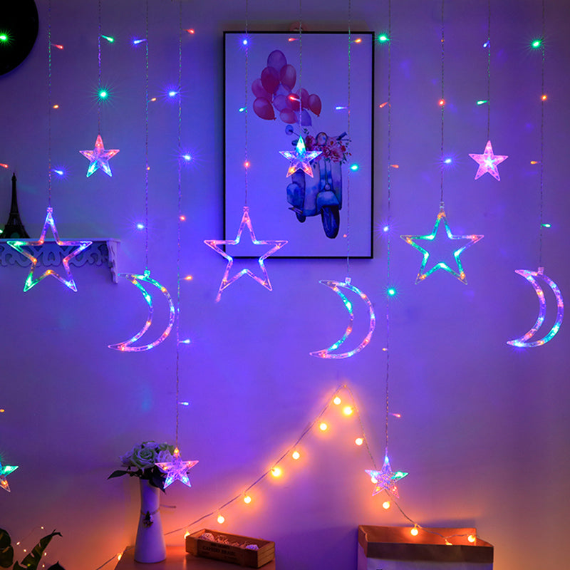 11.4ft Star and Crescent LED Fairy Light Modern Style Bedroom Battery String Lighting
